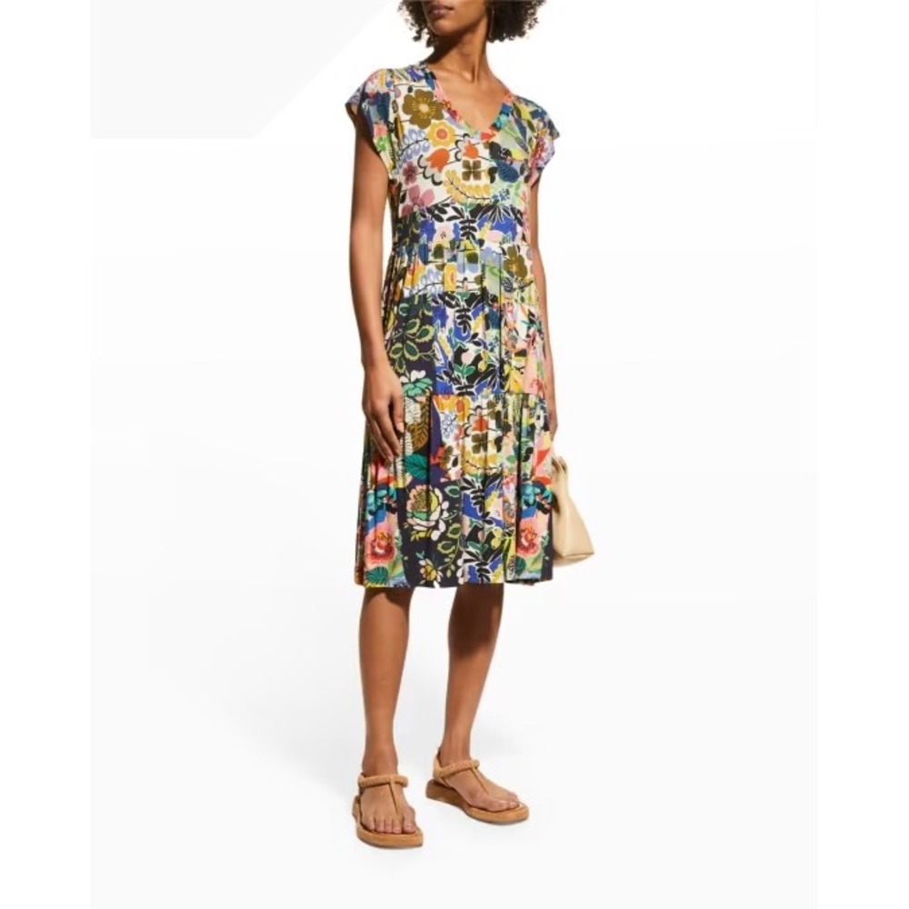 Johnny Was Chelsea Garden Tiered Tea Length Dress Floral Multi T30322-2 L